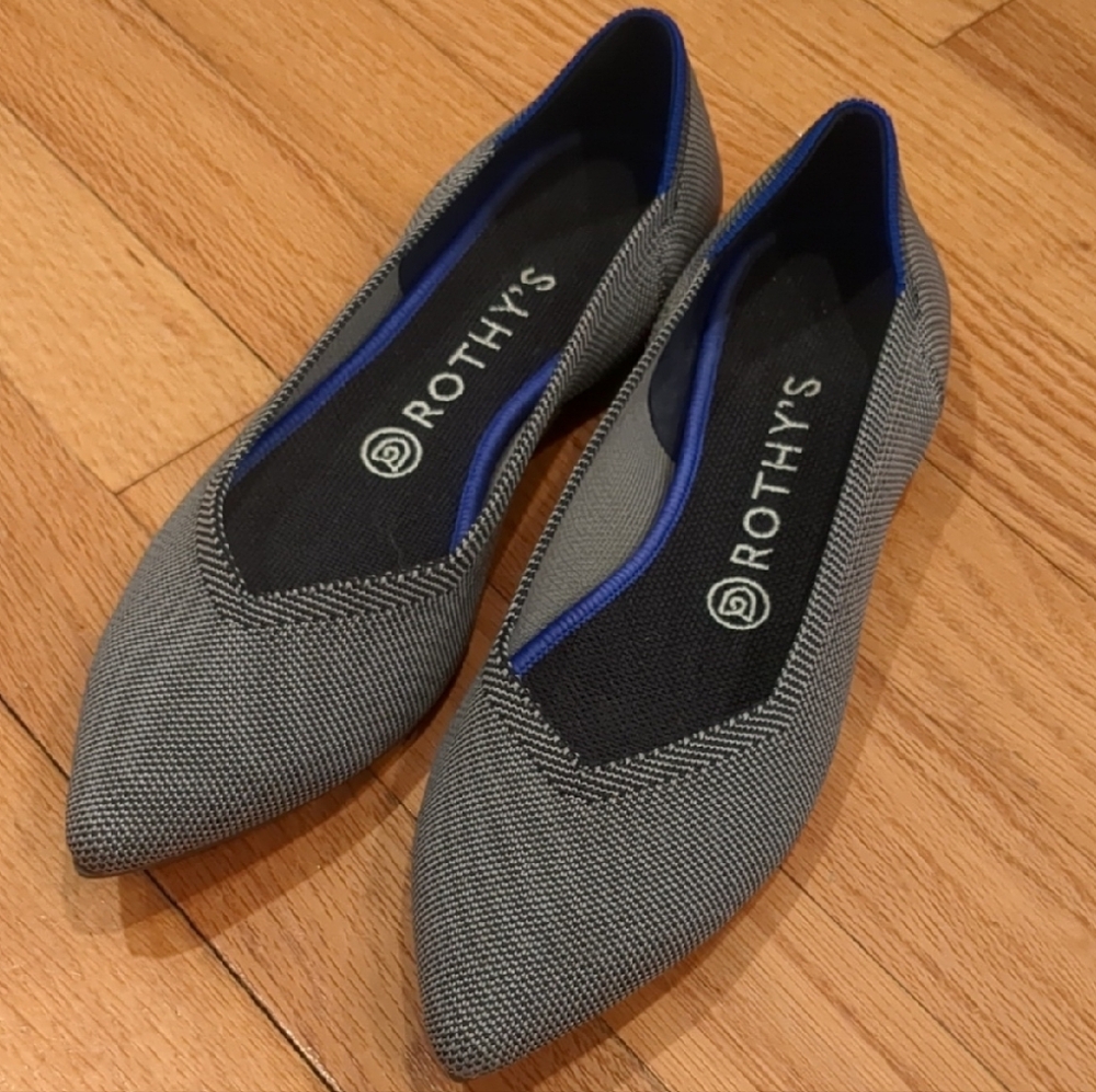 Rothy's The Point Pebble Gray Women's Gray Flats W9.5